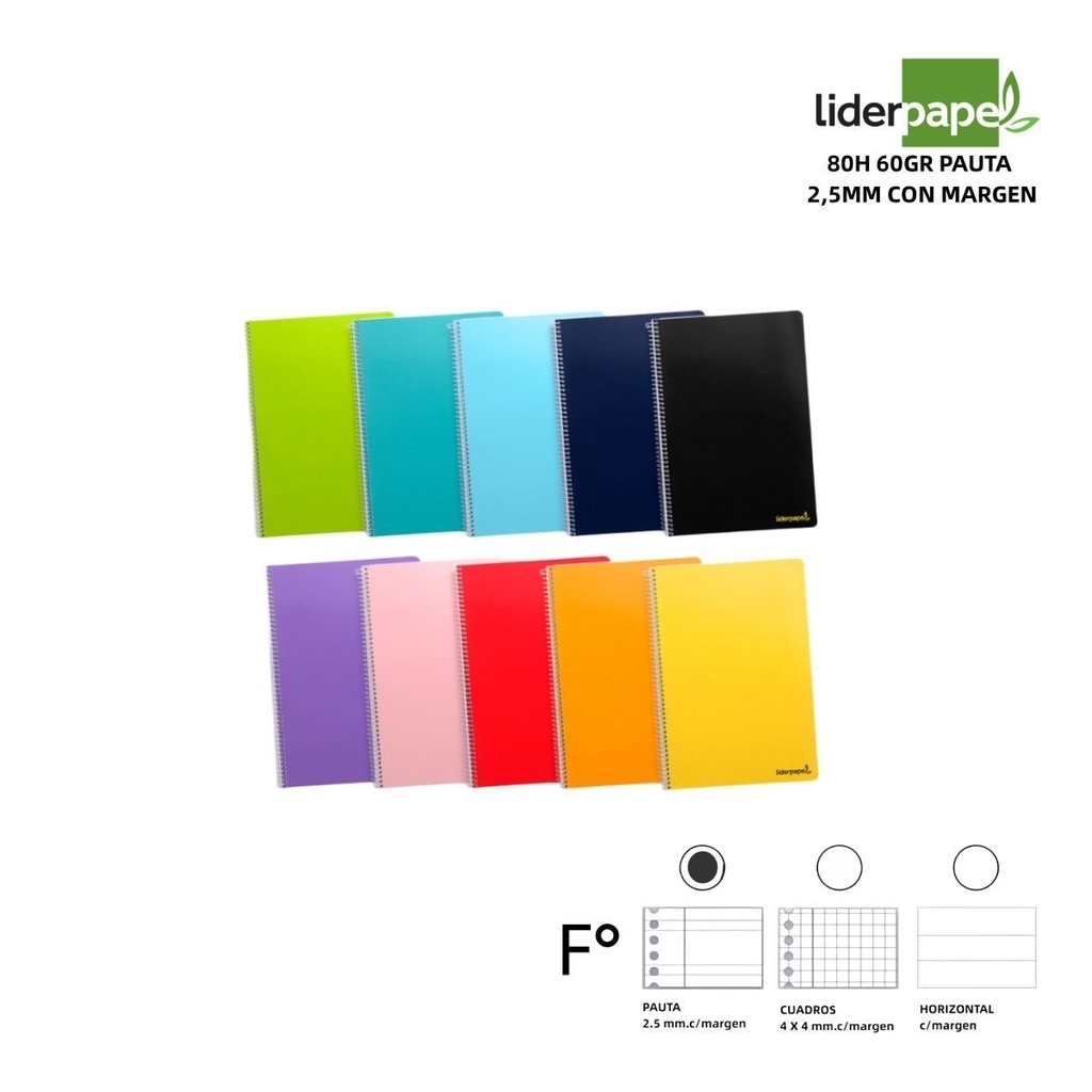 Cuaderno A4 60gr 80 páginas pauta 2.5mm tapa blanda para notas