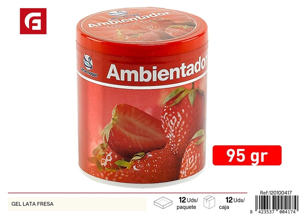 Ambientador en gel lata aroma fresa, aromatización del hogar