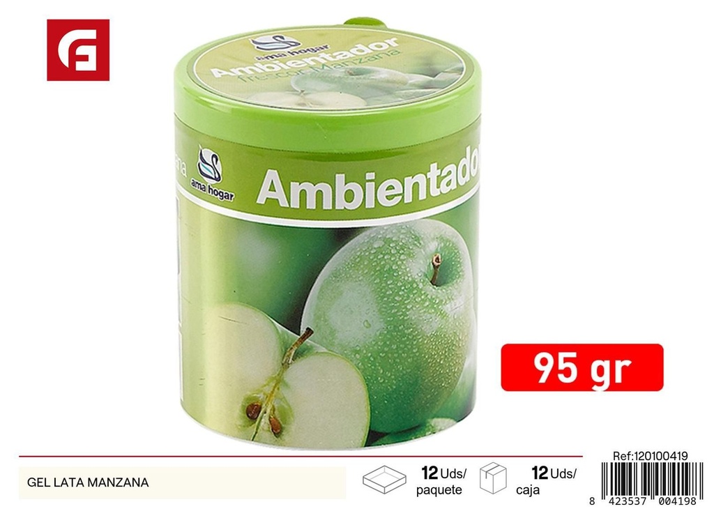 Gel ambientador en lata aroma manzana para hogar