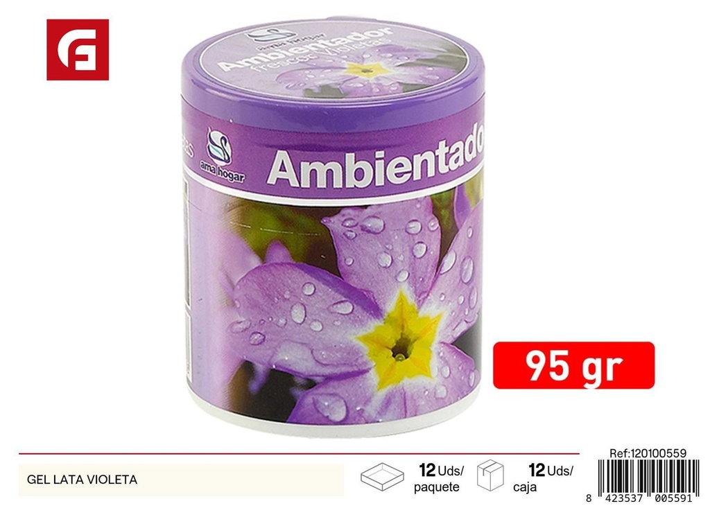 Gel ambientador en lata aroma violeta para hogar