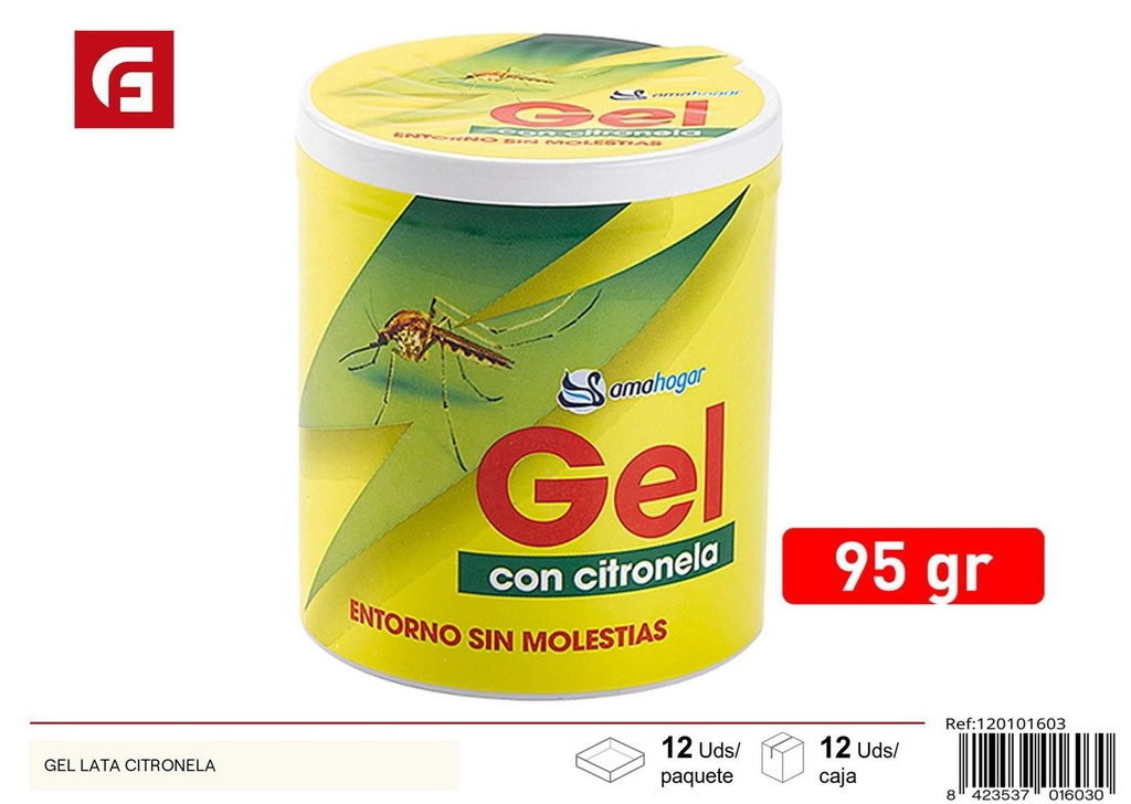 Gel ambientador en lata de citronela para aromatizar espacios