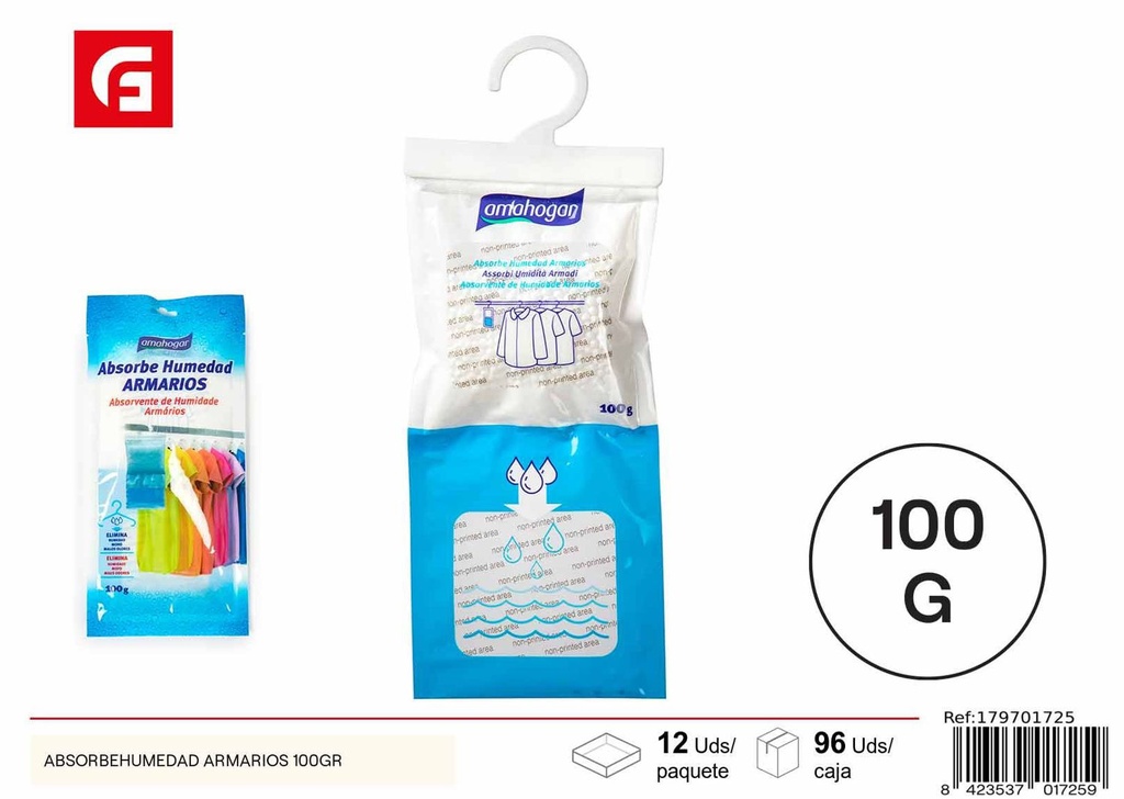 Absorbente de humedad armarios 100 g - Control de humedad