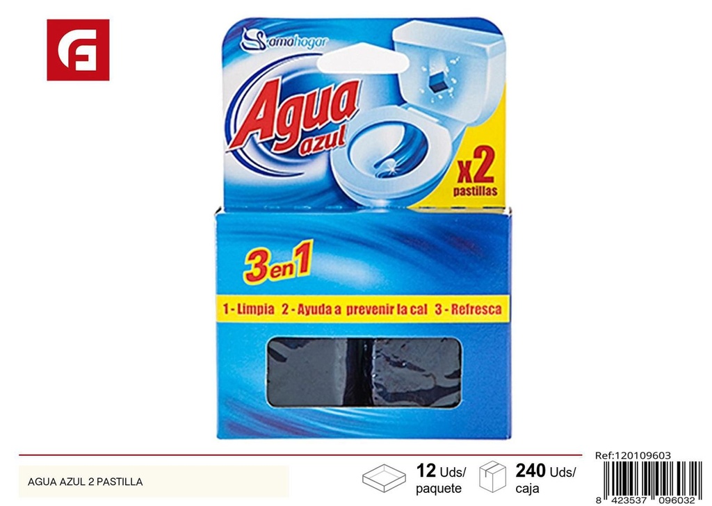 Pastilla de limpiador de agua azul 2 unidades para baños