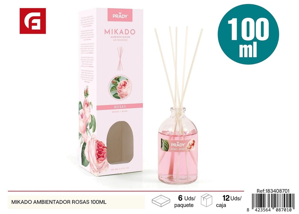 Ambientador Mikado de rosas 100ml para el hogar