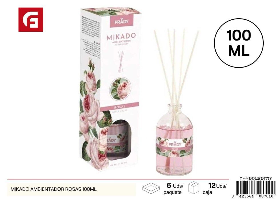 Ambientador mikado de rosas 100 ml - Ambientadores y velas