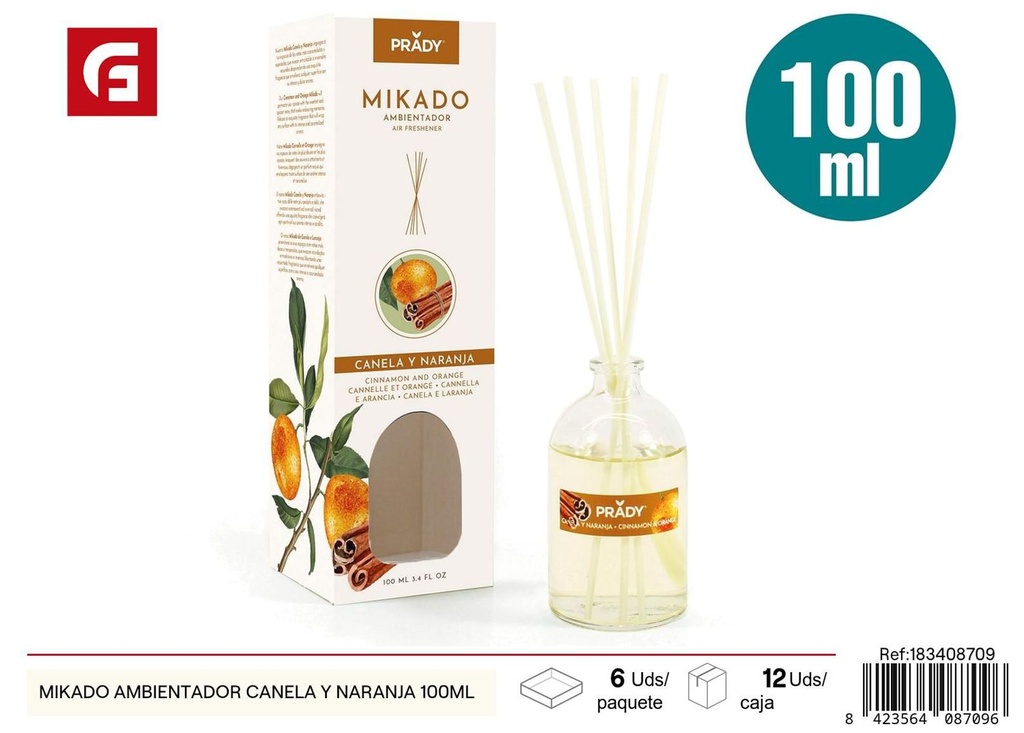 Ambientador mikado canela y naranja 100ml aromatizantes