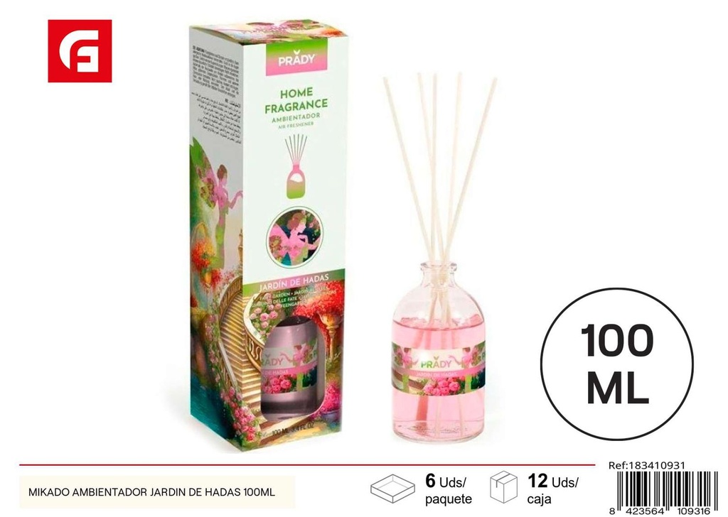 Ambientador mikado jardín de hadas 100ml, aroma para el hogar