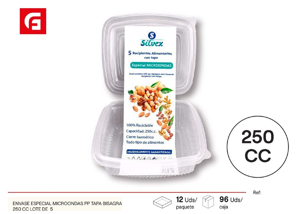 Recipiente desechable L.5 250cc especial microondas - Artículos desechables