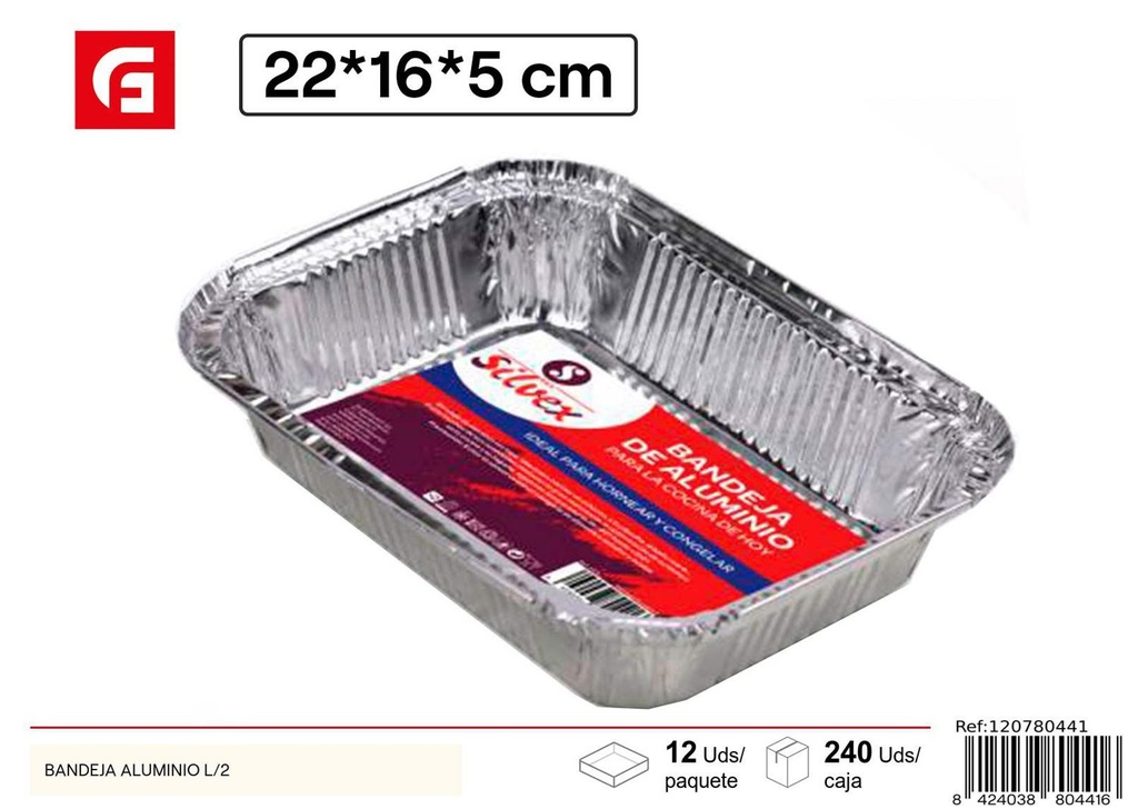 Bandeja de aluminio 22*16*5cm L/2 - Utensilios desechables de cocina