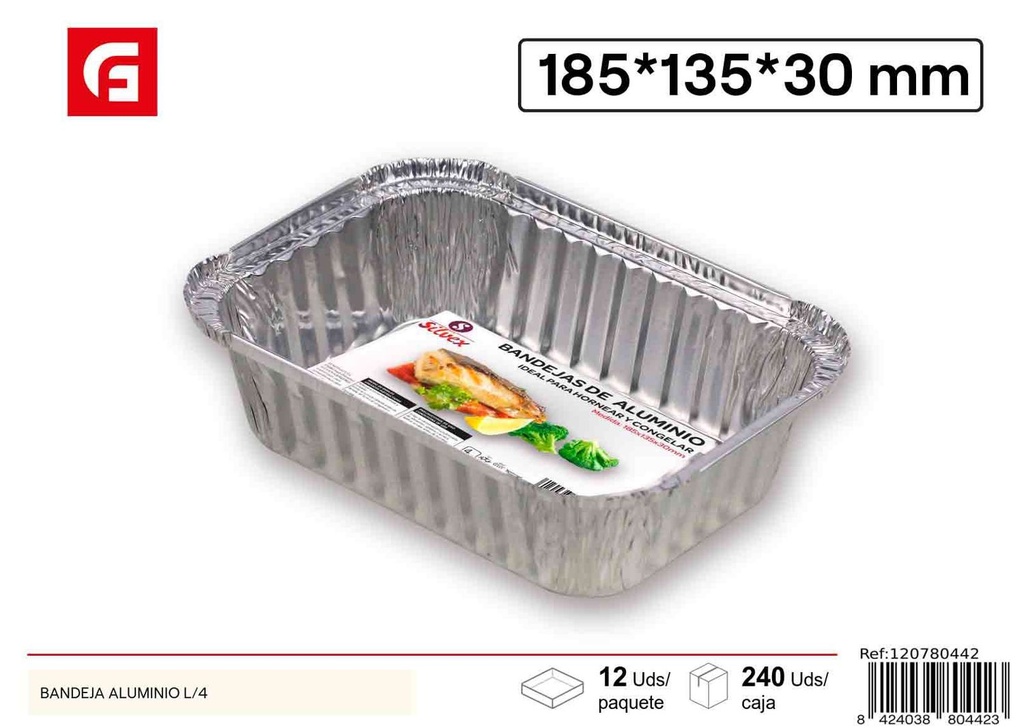  Bandeja de aluminio L/4 - Desechables y recipientes