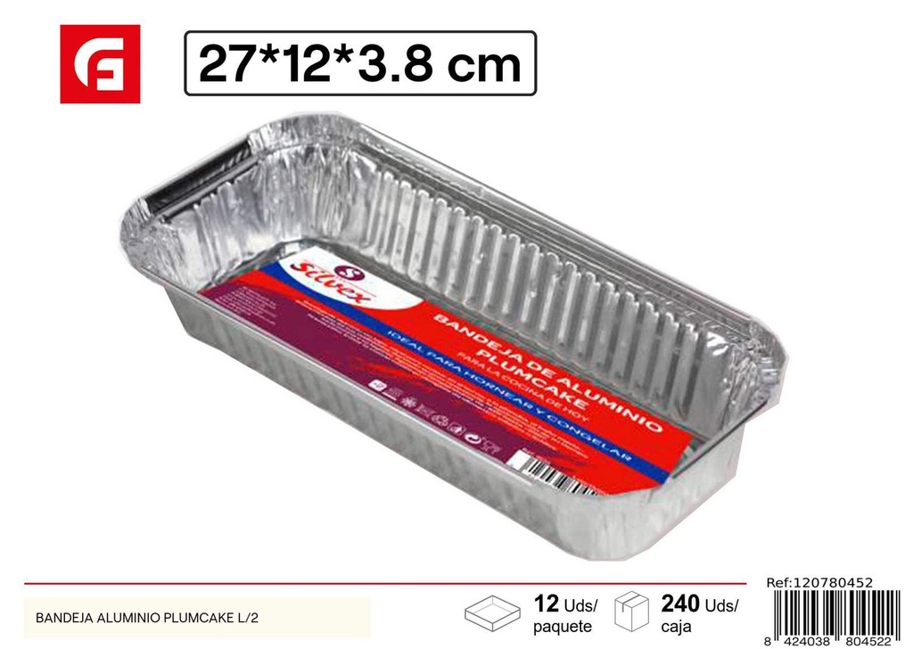 Bandeja de aluminio plumcake L/2 - Utensilios desechables de cocina