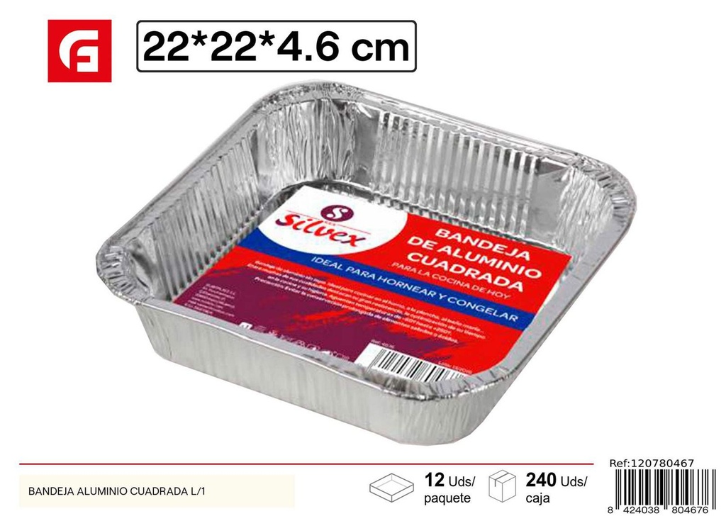 Bandeja de aluminio cuadrada L/1 desechable para fiestas y eventos