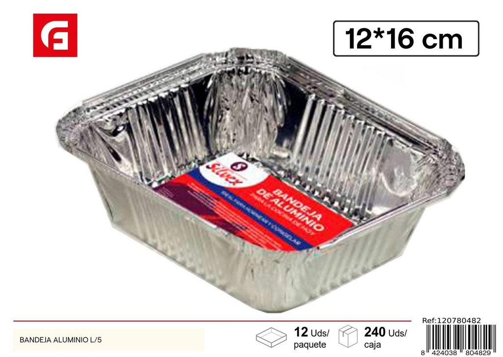 Bandeja de aluminio 12*16CM L/5 - Utensilios desechables de cocina