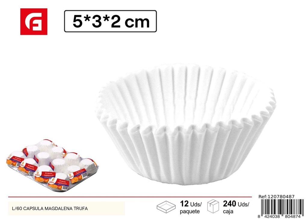 Cápsula de papel para trufas de 60 unidades - Moldes para cupcakes