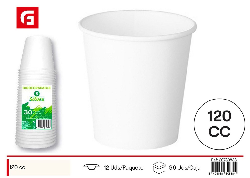 Vaso biodegradable 120cc 30pcs ecológico