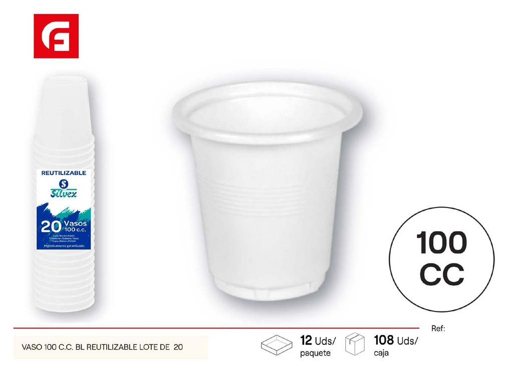 Vaso de café reutilizable 100cc 20pcs