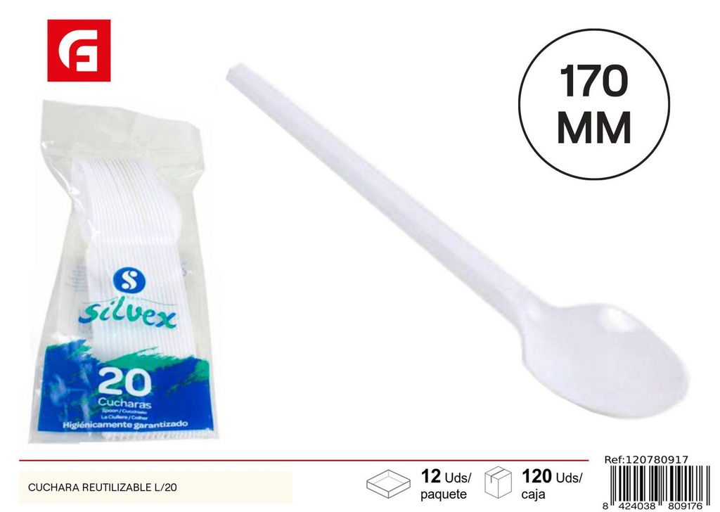 Cucharas desechables reutilizables L/20 - Cubiertos desechables