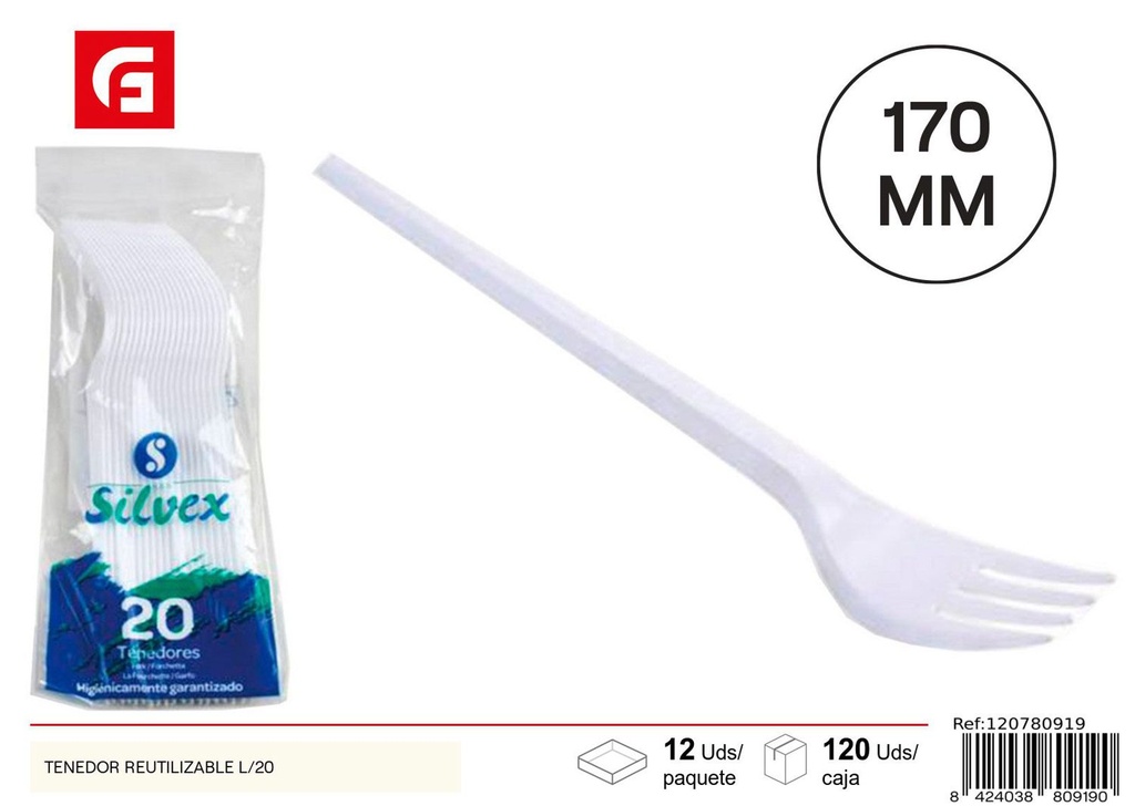 Tenedores desechables reutilizables L/20 - Cubiertos desechables