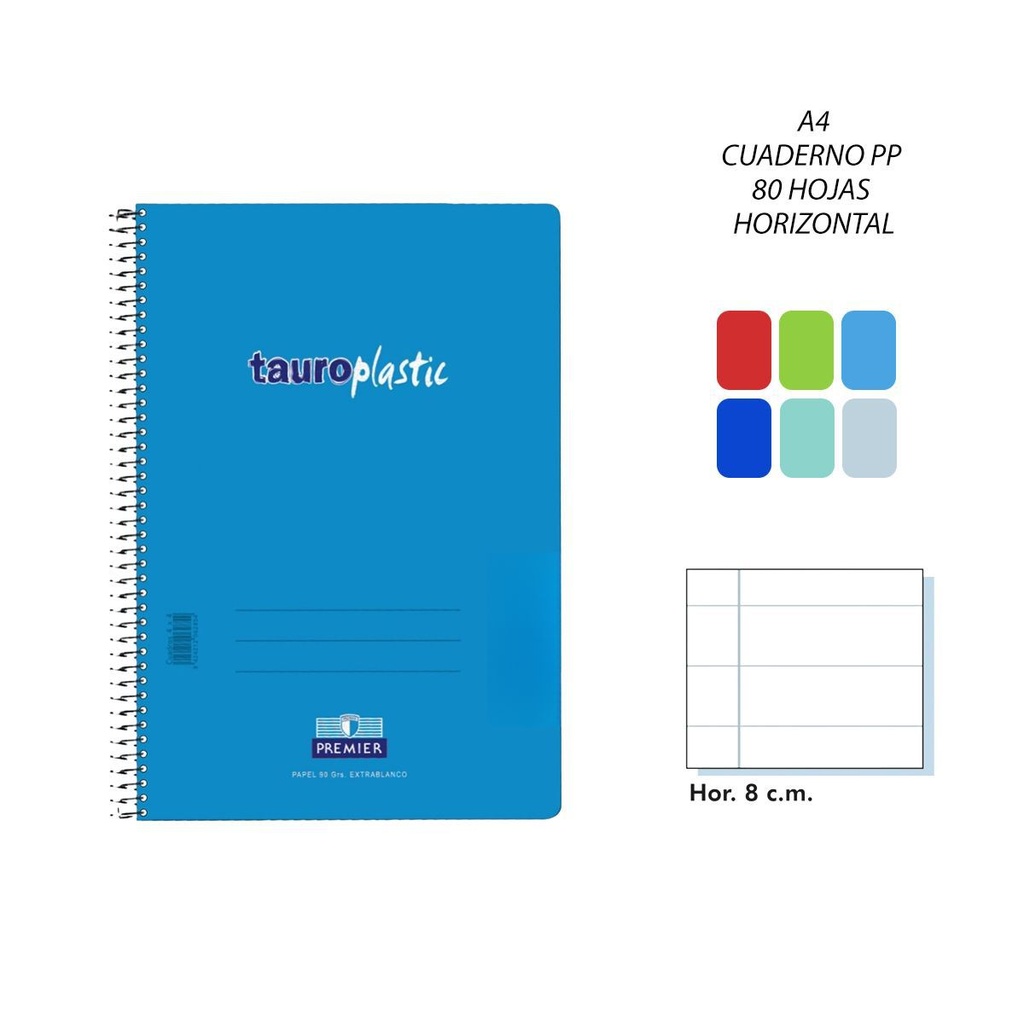 Cuaderno A4 80 hojas horizontal PP para notas