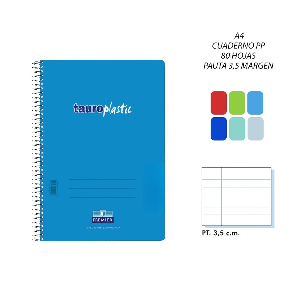 Cuaderno A4 80 hojas con pauta 3,5 para notas y estudios