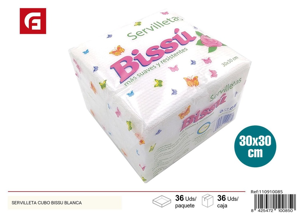 Servilleta cubo bissu blanca absorbente y suave