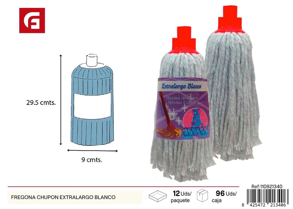 Fregona chupon extralargo blanco - Productos de limpieza