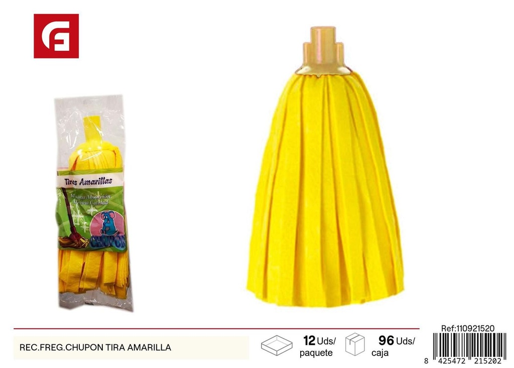 Cabezal de reemplazo para mopa tira amarilla - Accesorios de limpieza