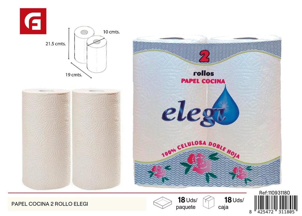 Papel cocina 2 rollos Elegí para limpieza