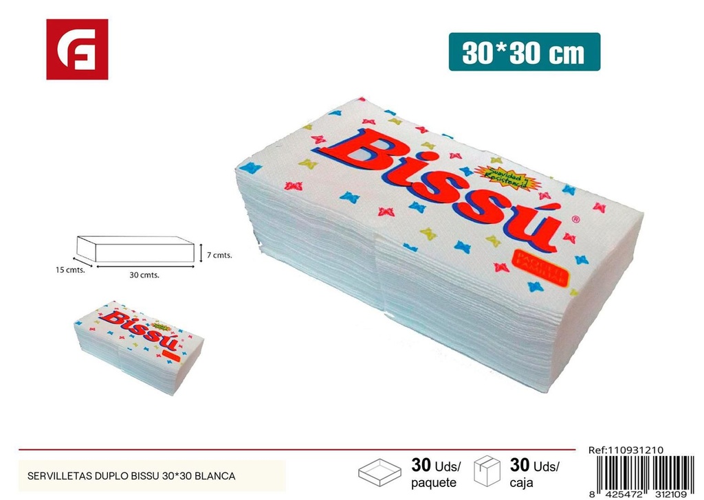 Servilletas Duplo Bissu 30x30 blanca para hogar