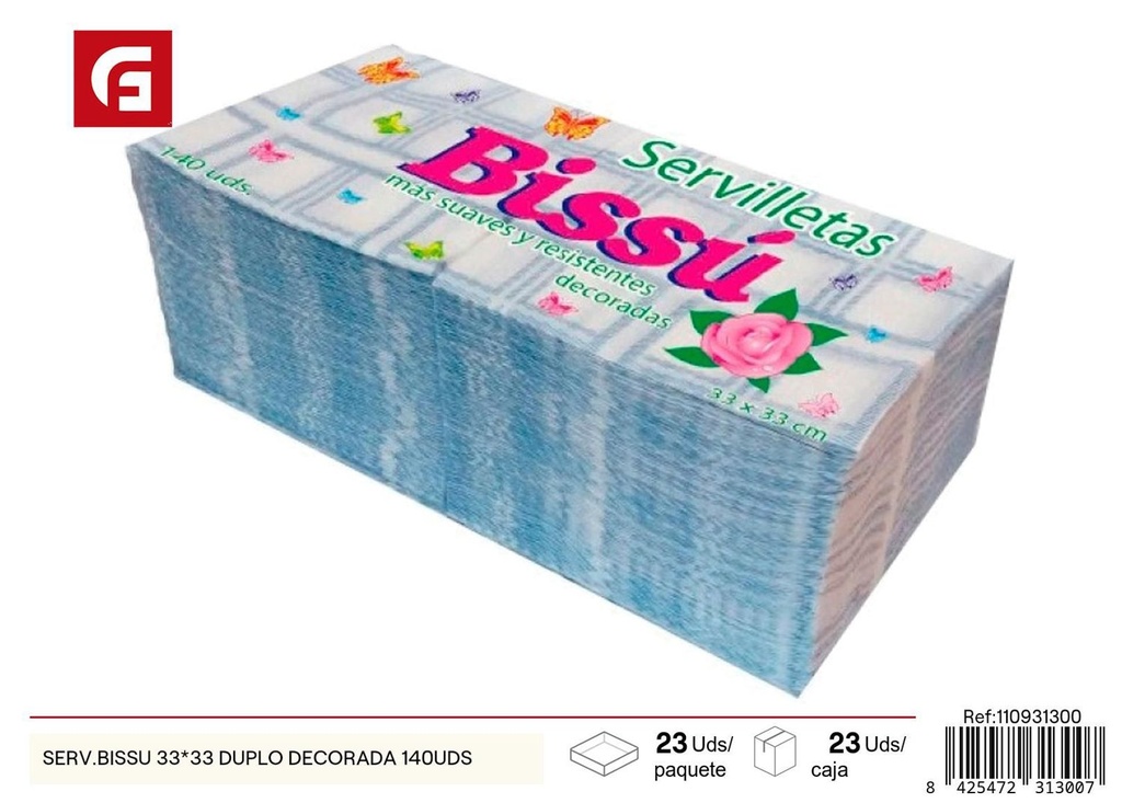 Servilletas decoradas Bissu 33x33cm duplo 140uds para cocina