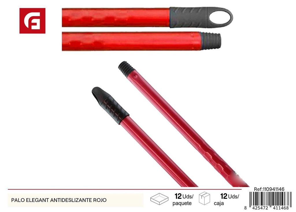 Palo elegante antideslizante rojo 1.4m para limpieza