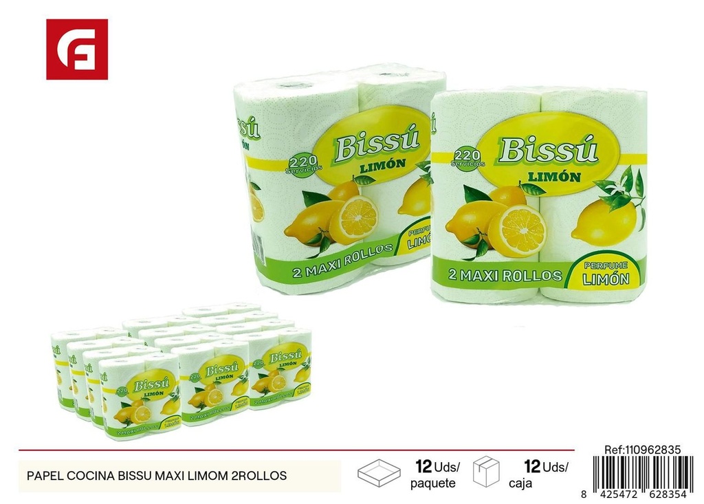 Papel de cocina Bissu Maxi Limón 2 rollos