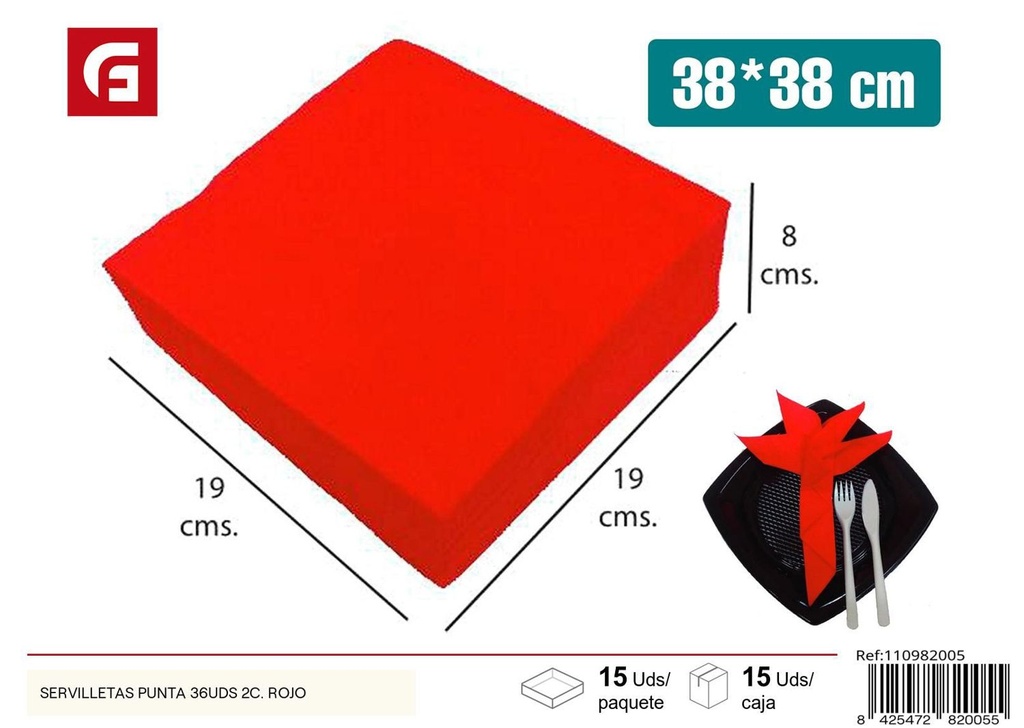 Servilletas rojas de papel 36 unidades