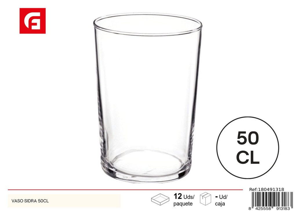 Vaso para sidra 50cl de vidrio