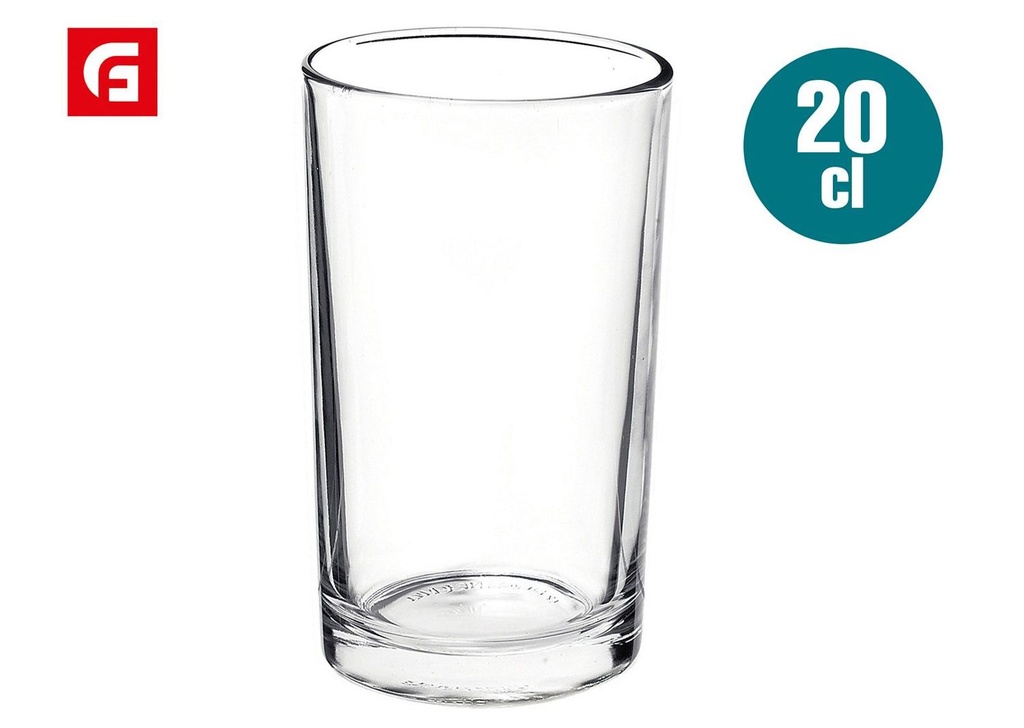 Vaso de vidrio 20cl para bebidas