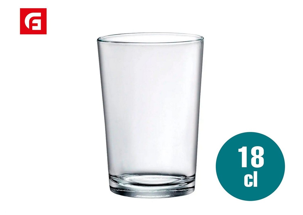 Vaso 18cl caña lisa tensionado premium glass para bebidas