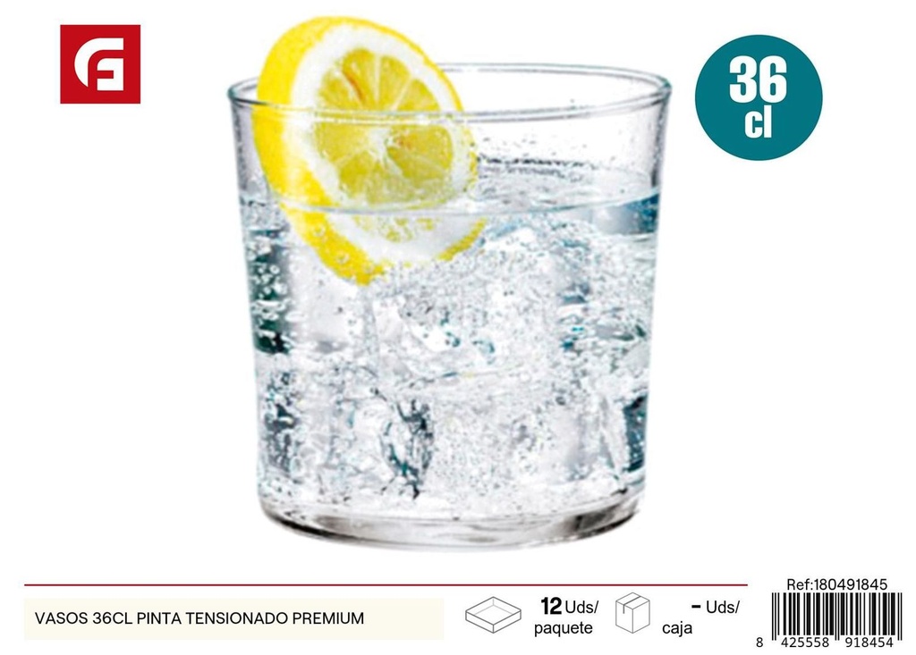 Vaso de vidrio Pinta Tensionado Premium 36cl