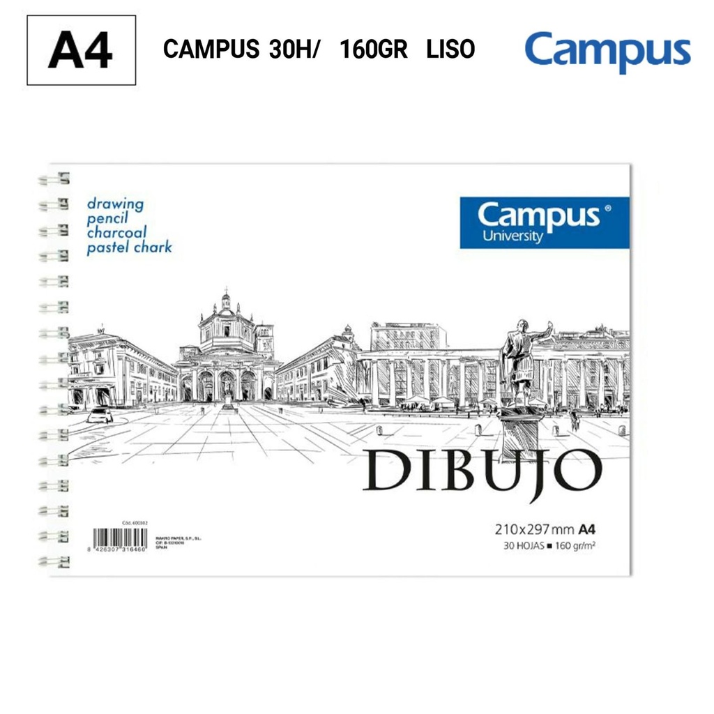 Bloc de dibujo A4 30h 160gr liso para artistas