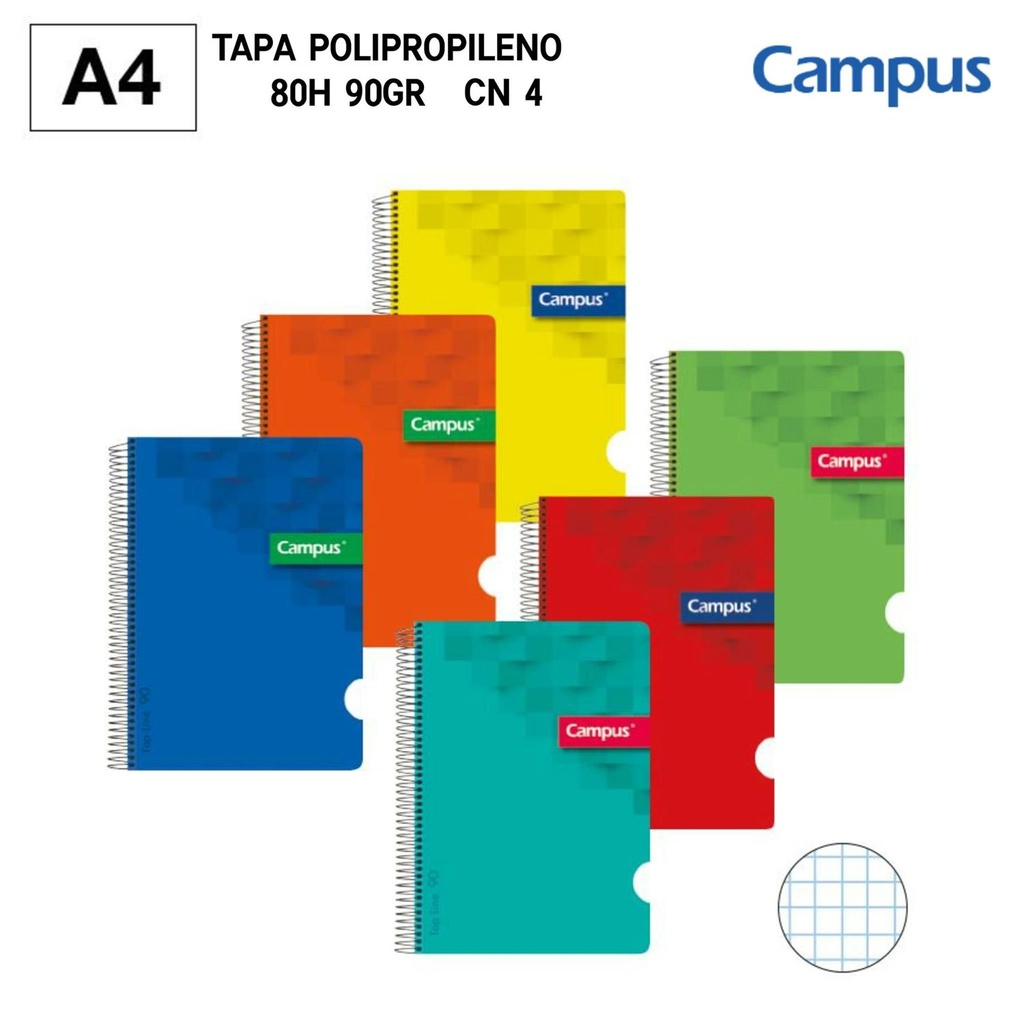 Bloc de notas A4 80H 90g - Cuaderno de plástico con hojas a cuadrícula