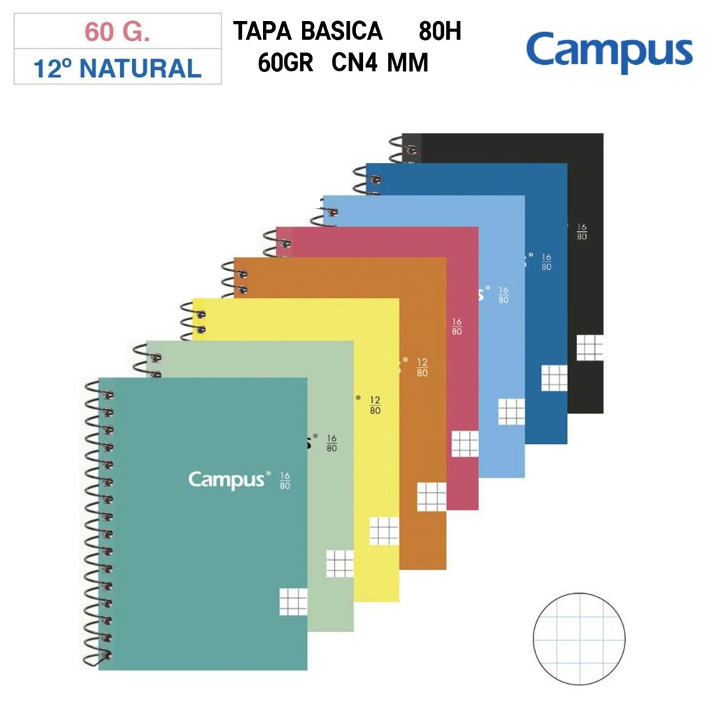 Bloc espiral 12º natural 80 hojas 60gr CN4 mm para notas y apuntes