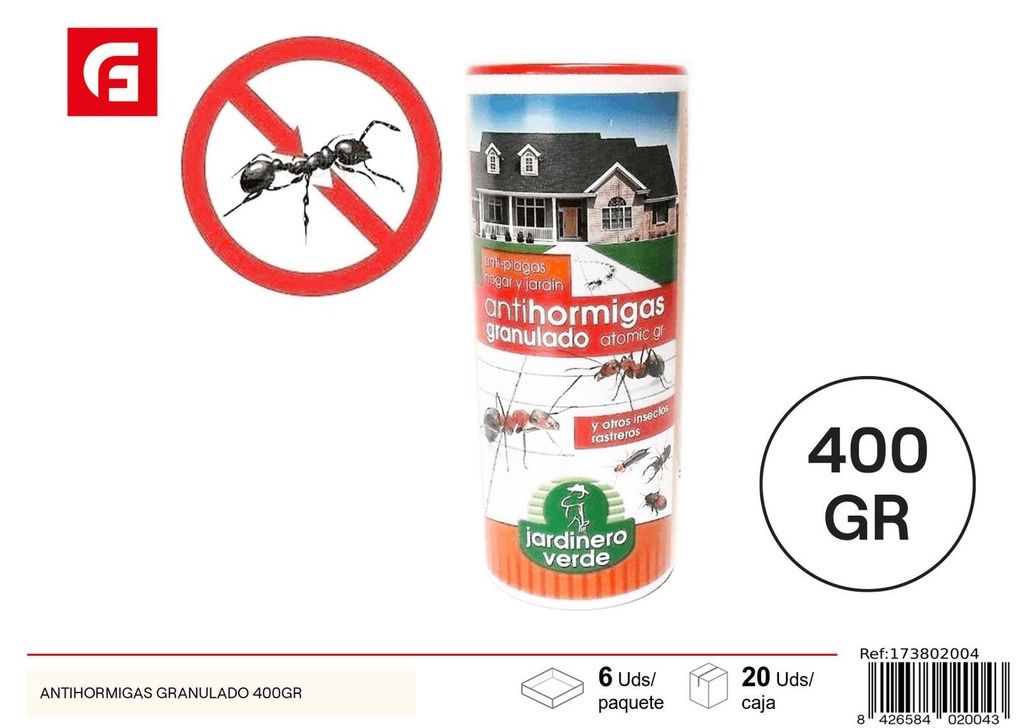 Antihormigas granulado 400gr para control de plagas