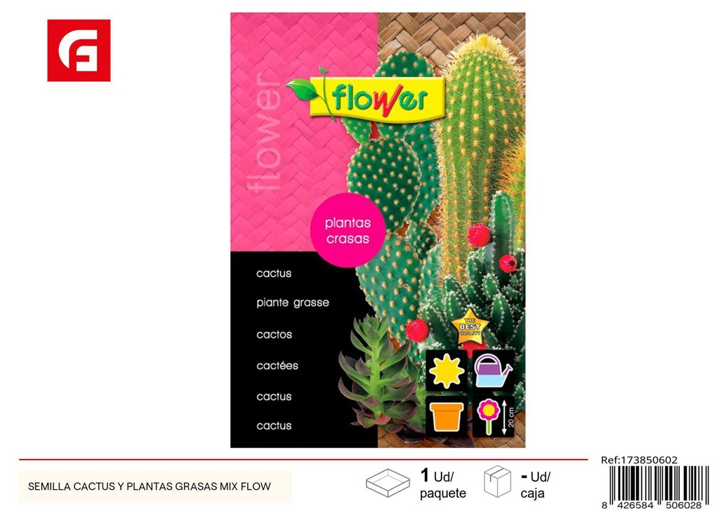 Semilla cactus y plantas grasas mix flow - Semillas para jardín