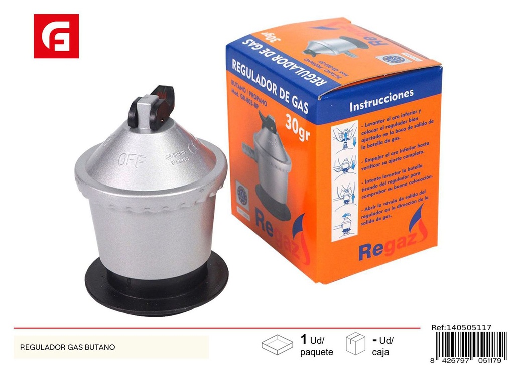 Regulador de gas butano para cocina y camping