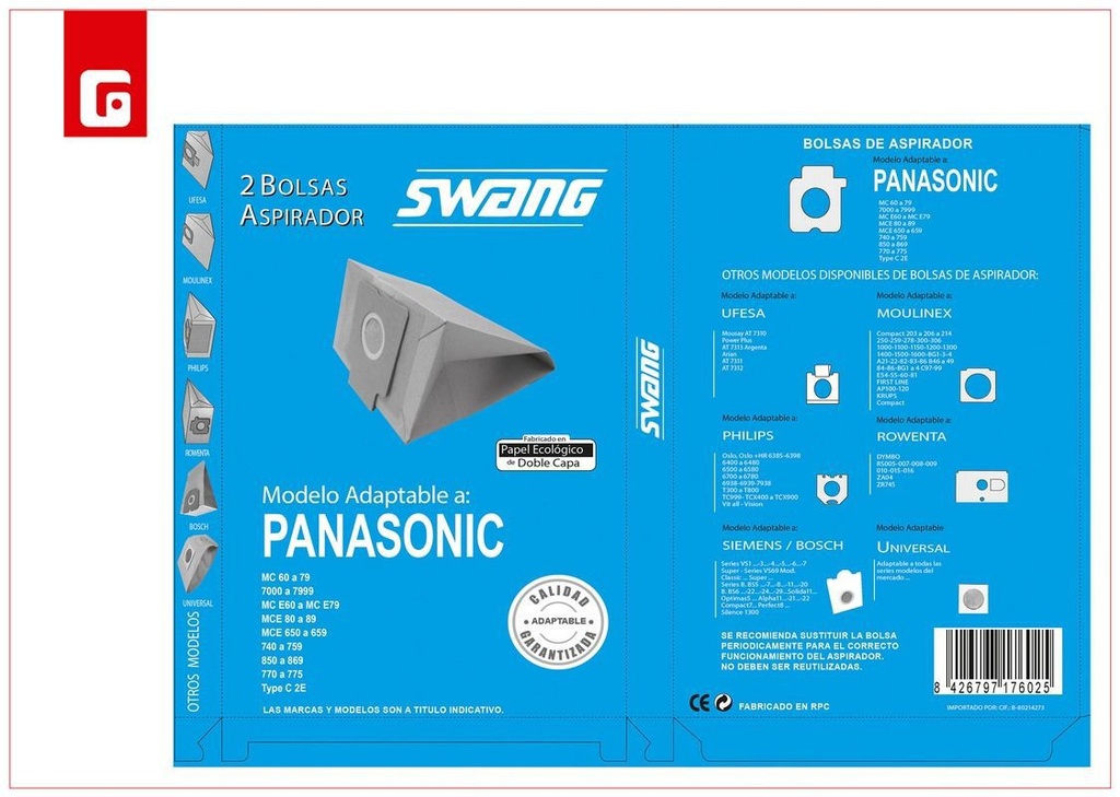 Bolsa para aspiradora Panasonic - Productos de limpieza