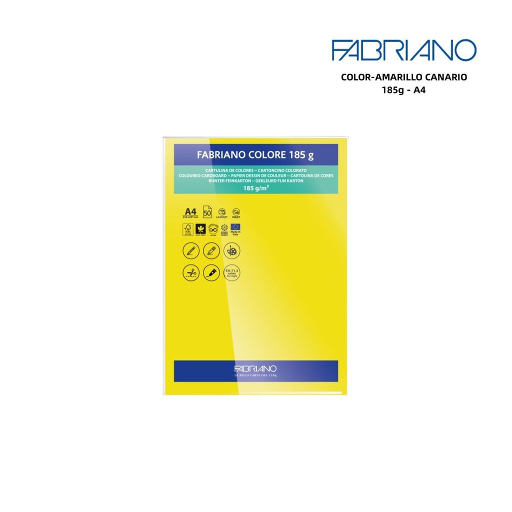 Papeles FABRIANO A4 185g color amarillo canario - Papelería y manualidades