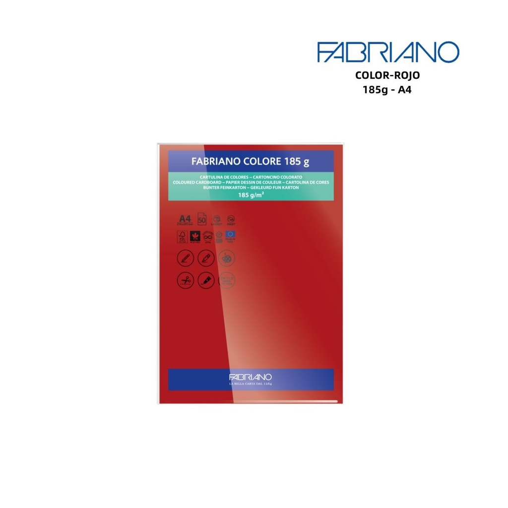 Cartulina Fabriano A4 185g roja para manualidades