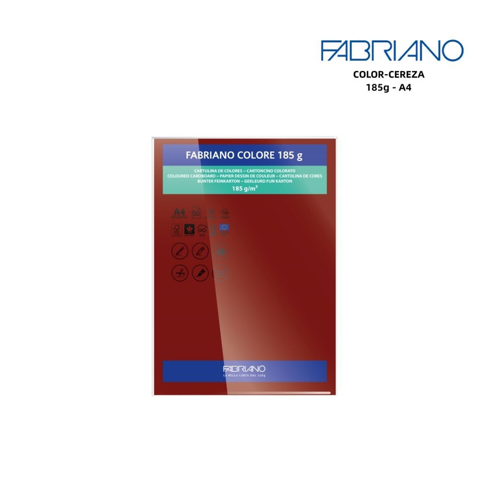 Papeles FABRIANO A4 185g color cereza - Papelería y manualidades