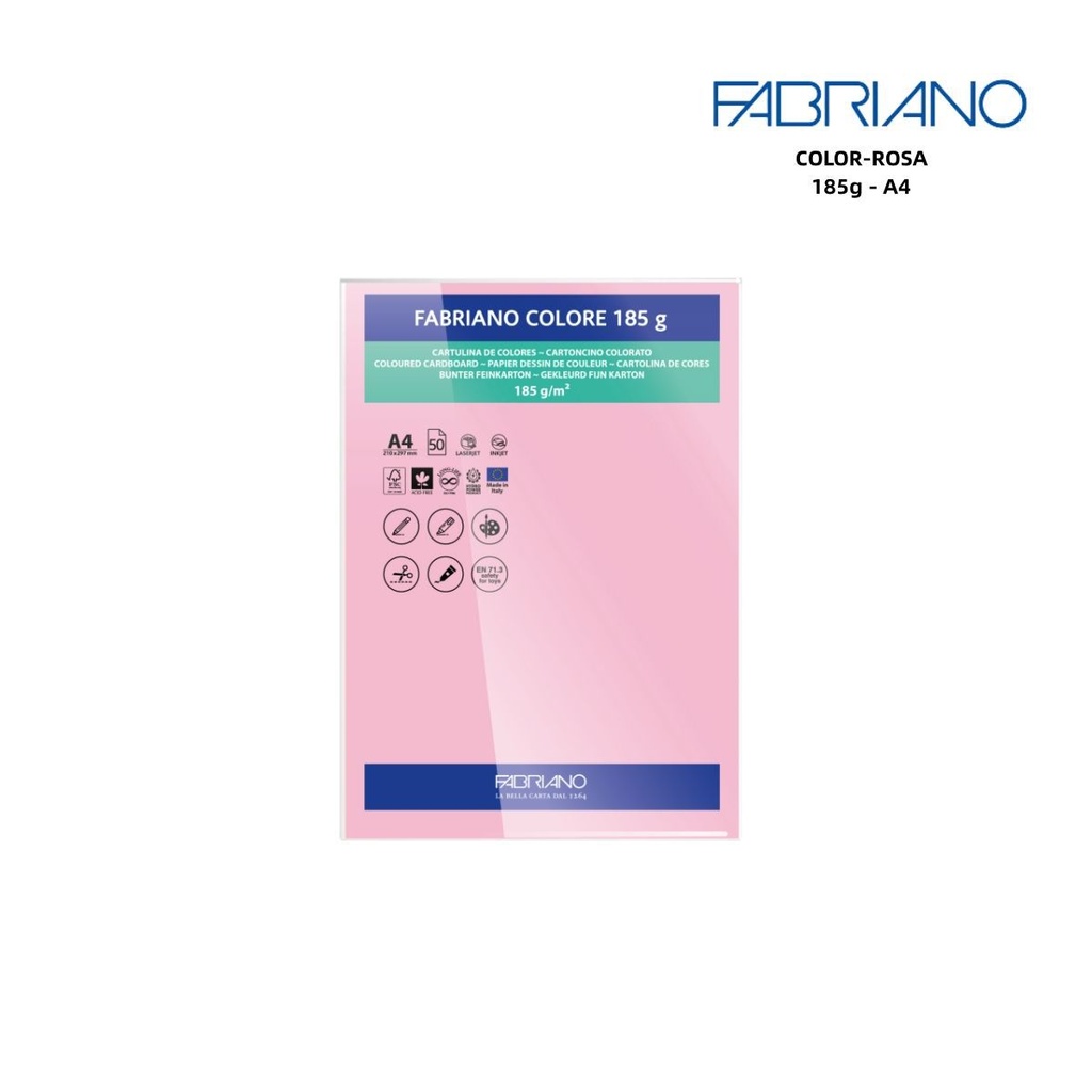 Cartulina Fabriano rosa 185g A4 para manualidades