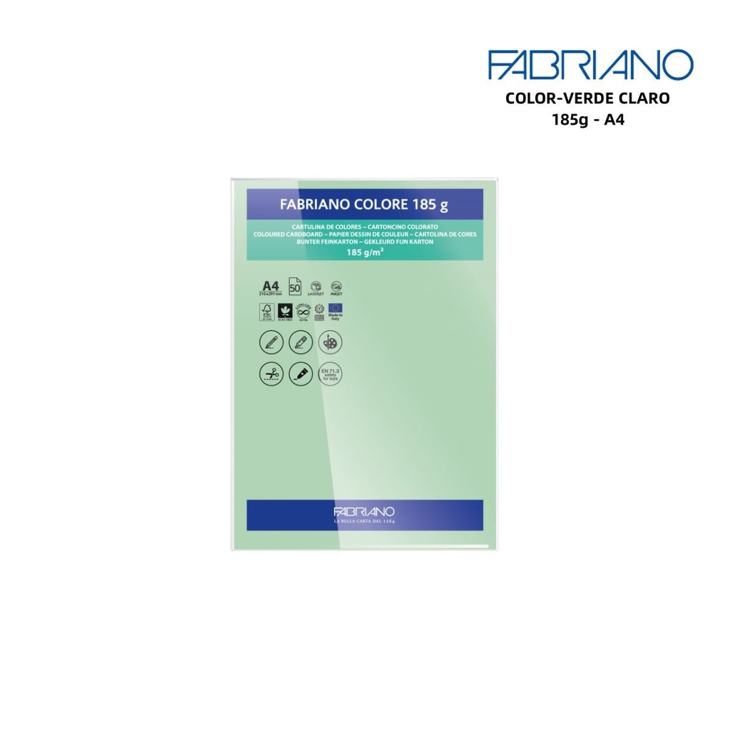 Papeles FABRIANO A4 185g color verde claro - Papelería y manualidades
