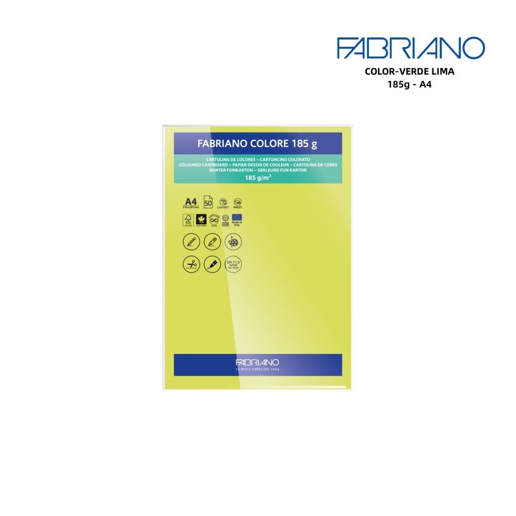 Papeles FABRIANO A4 185g color verde lima - Papelería y manualidades